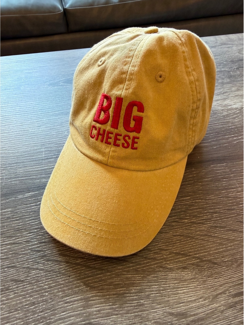 Murray’s Big Cheese Adams LP101 Yellow Dad Hat Leather Strapback Cotton Cap